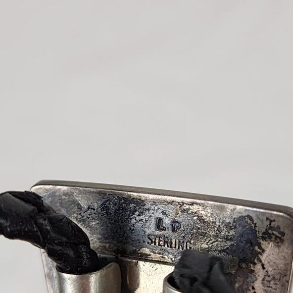 Vintage Sterling Silver Bolo Tie Slide Native American Turquoise Bear Claw LP - Picture 5 of 11